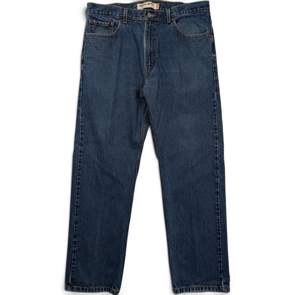 Levis 505 Mens Jeans 38 x 32 Regular Fit Straight Leg Denim Blue
